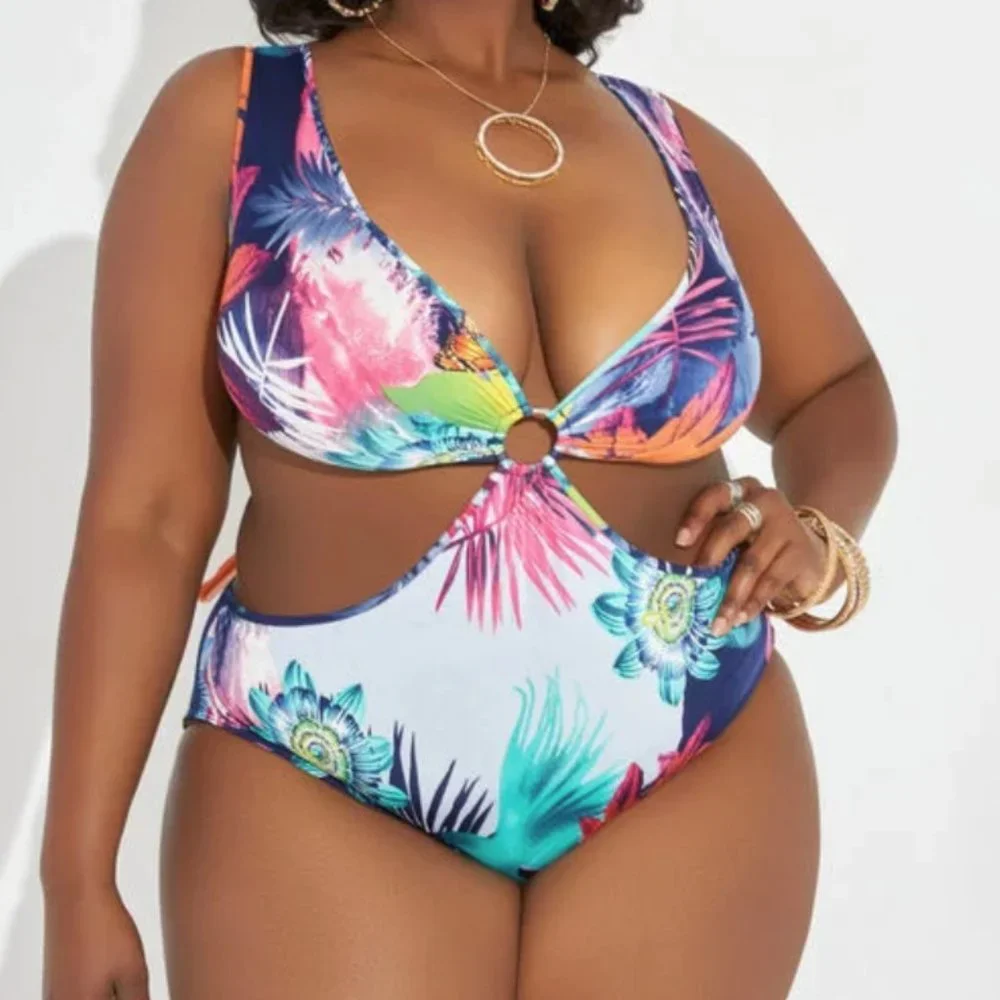 Tropical Butterfly Print Sexy Bodysuit, Ashley Stewart, NWT - Picture 1 of 9